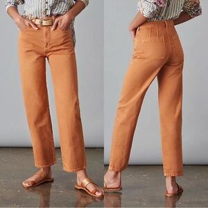 Anthropologie Pilcro Column Straight Jeans Ankle Denim Maize Orange Size 31